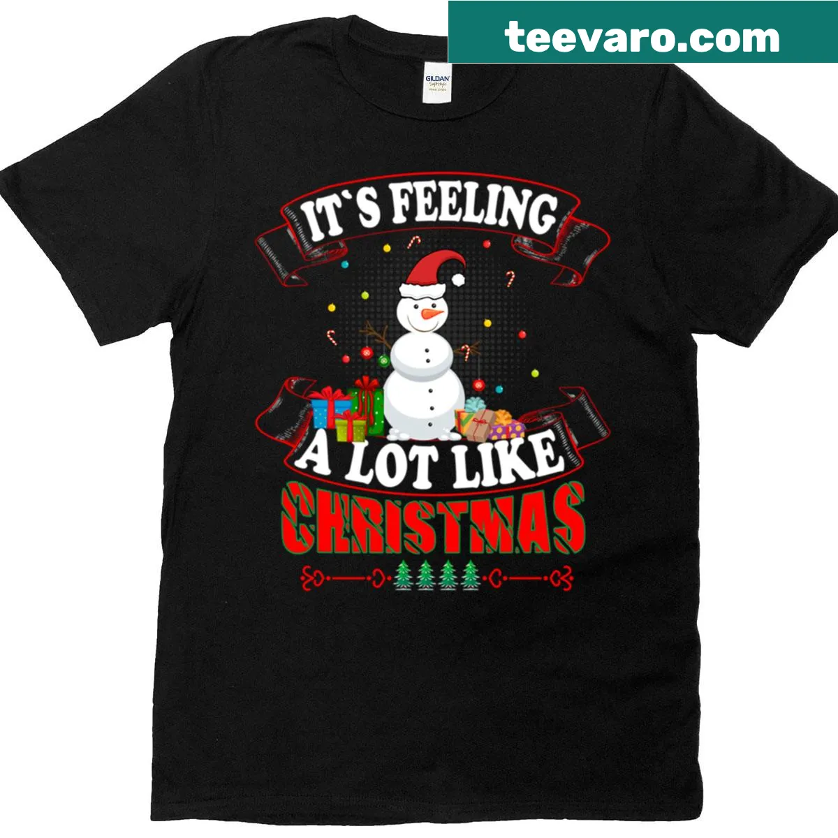 Festive Christmas-themed T-shirt with a holiday greeting — on a men's t-shirt
