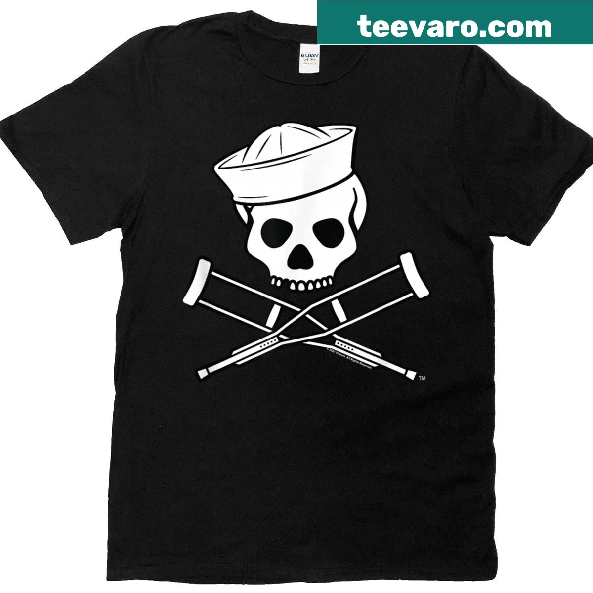 Jackass-themed t-shirt featuring a skull and crossbones logo — on a men's t-shirt