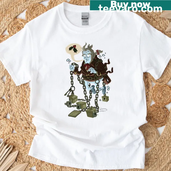Illustrative T-shirt featuring Jacob Marley from A Christmas Carol