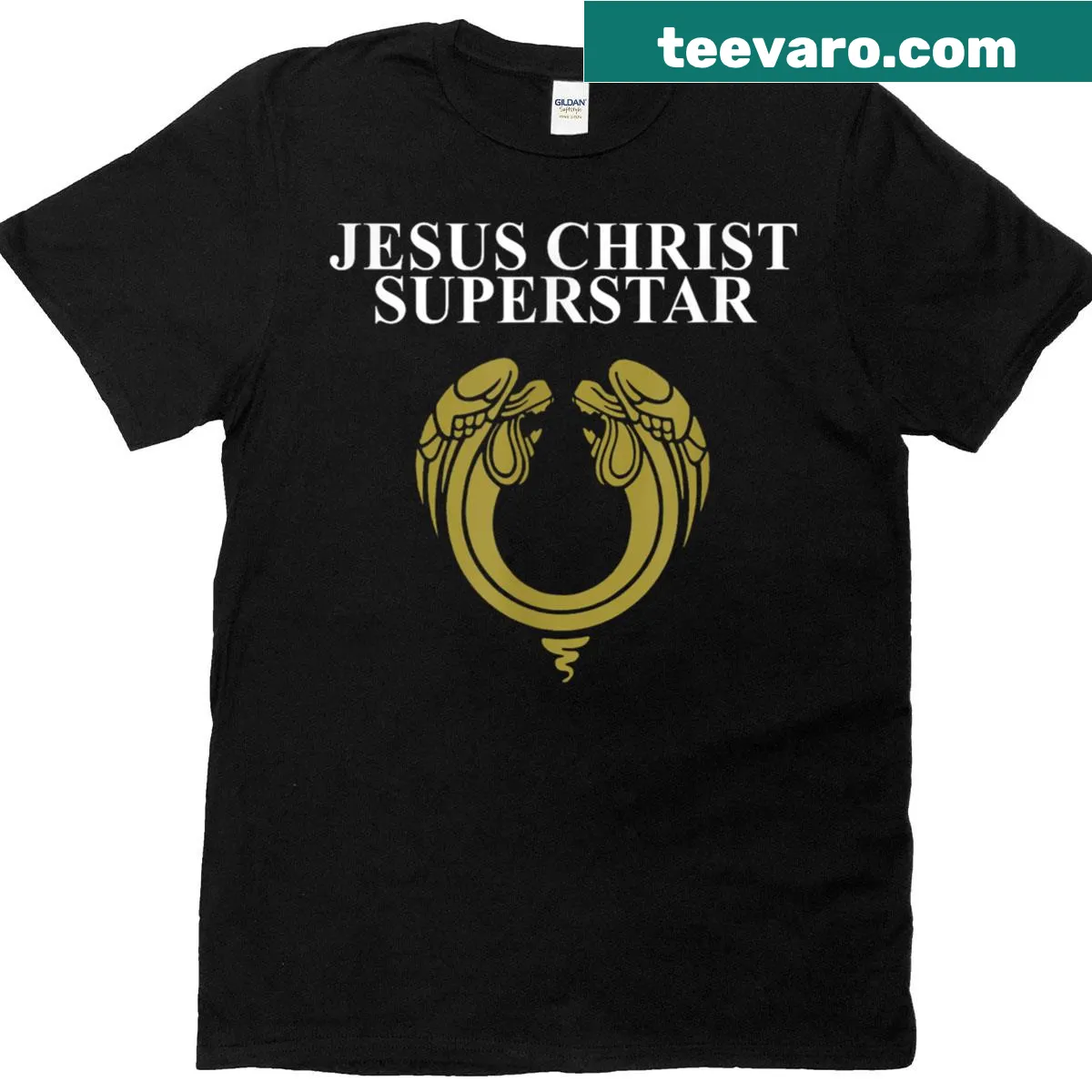 Jesus Christ Superstar 1970 logo T-shirt — on a men's t-shirt