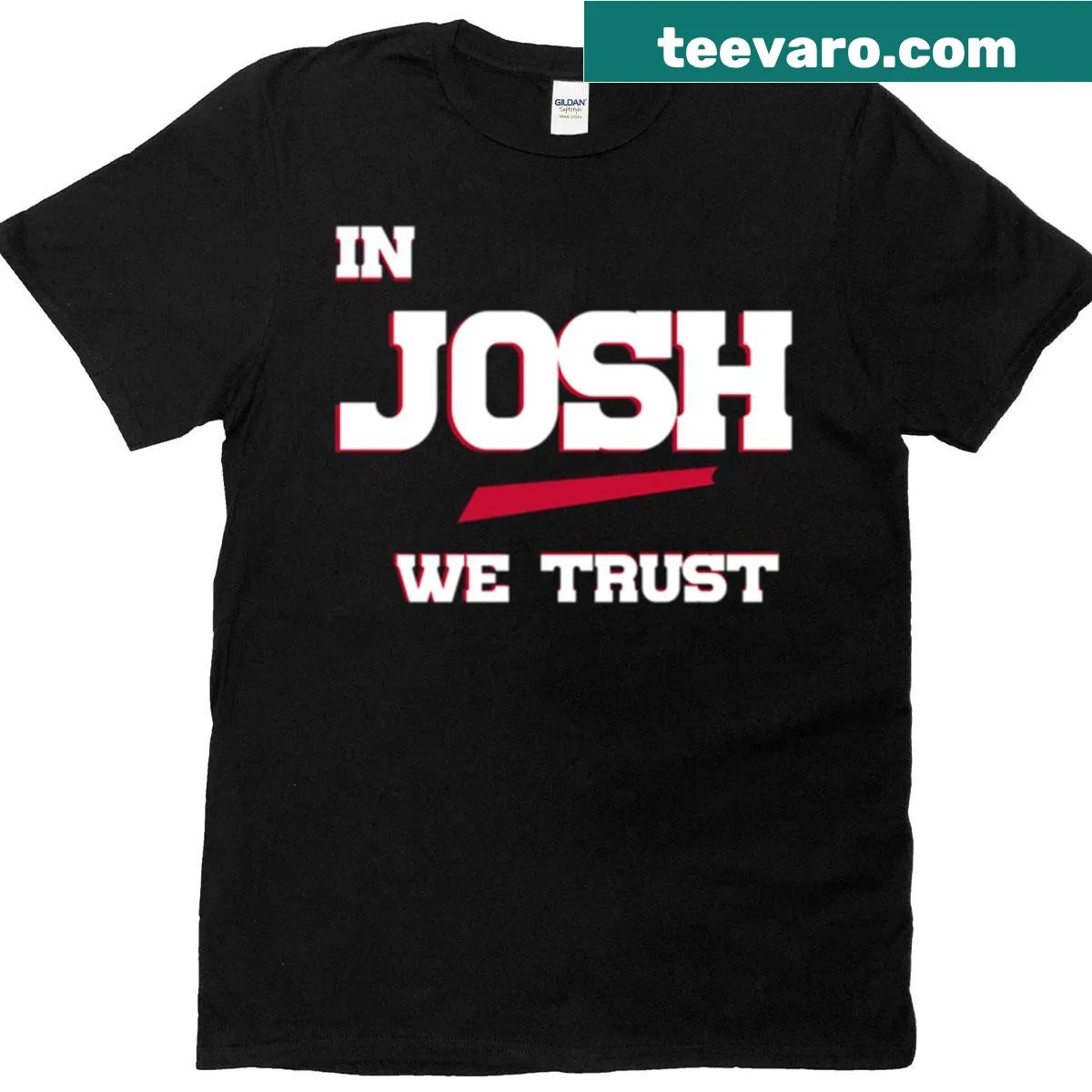 Buffalo Bills shirt featuring Josh Allen and 'In Josh We Trust' text — on a men's t-shirt