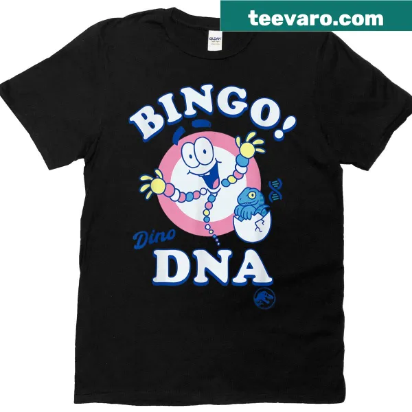 Jurassic Park t-shirt with bingo dino DNA logo