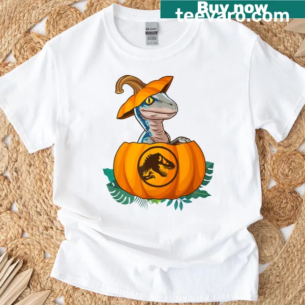Jurassic World Halloween shirt featuring a dinosaur pumpkin logo