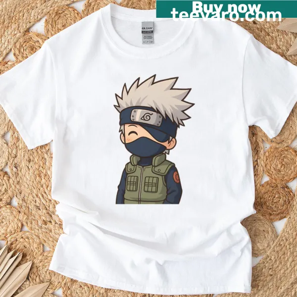 Illustration of Kakashi Hatake from anime on a t-shirt.