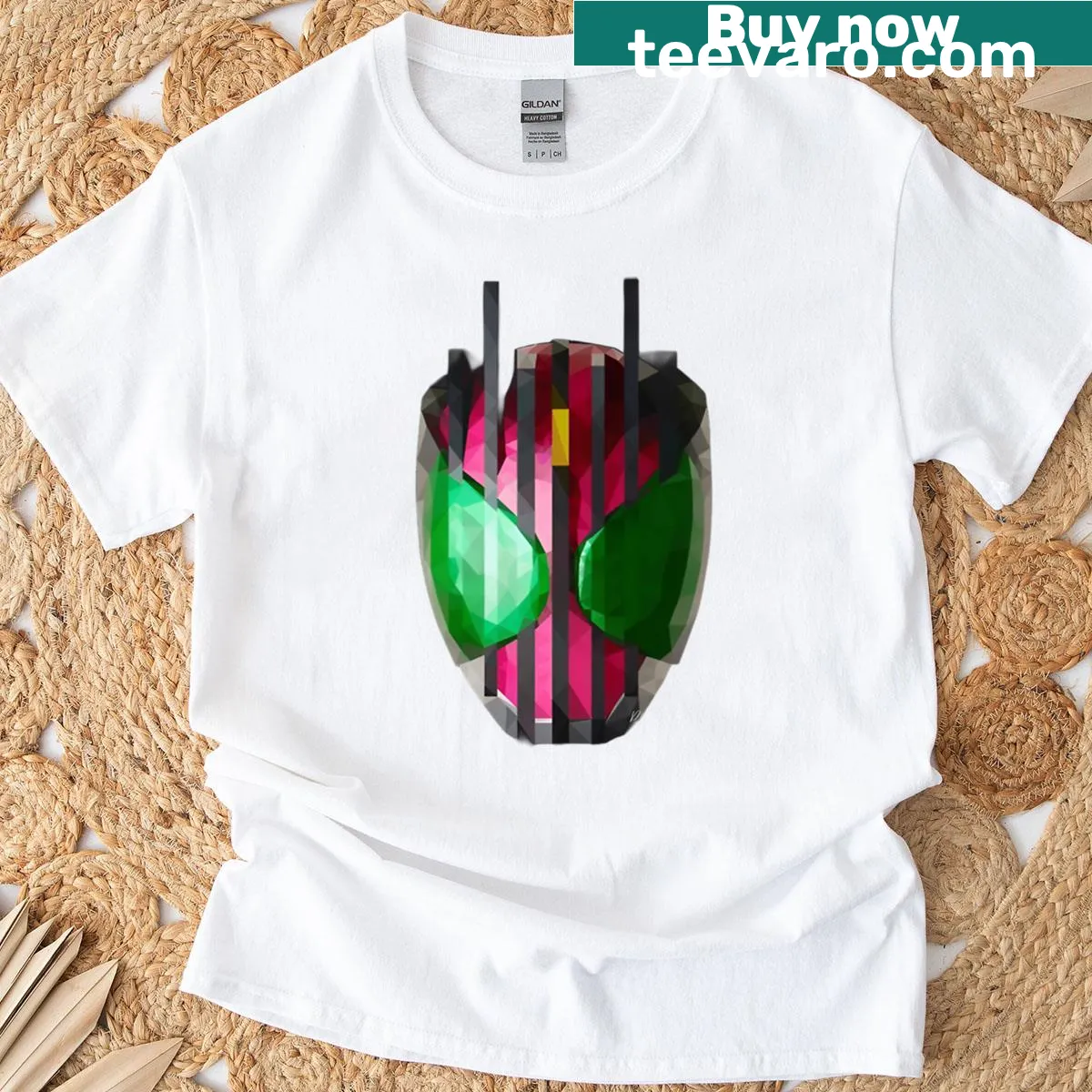 Illustrated Kamen Rider Decade design on a trendy t-shirt — on a men's t-shirt