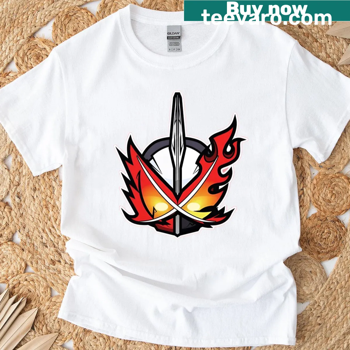 Kamen Rider Saber-themed t-shirt featuring heroic design — on a men's t-shirt