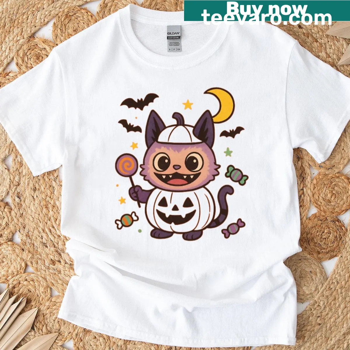 Cute cartoon monster Labubu Halloween T-shirt — on a men's t-shirt