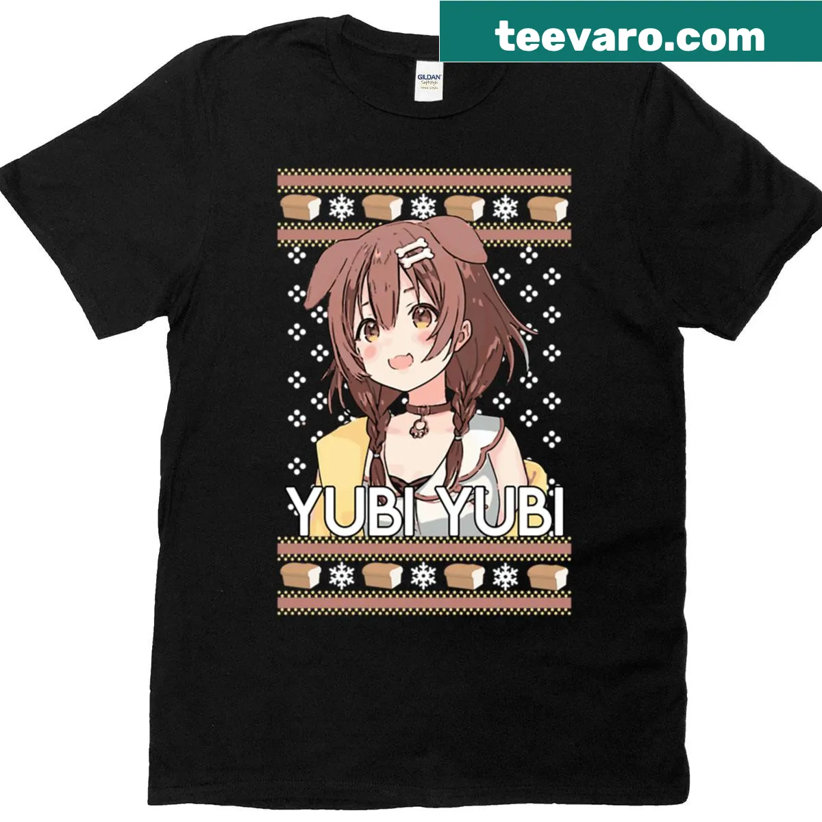 Cute Hololive Yubi Yubi Christmas graphic t-shirt — on a men's t-shirt