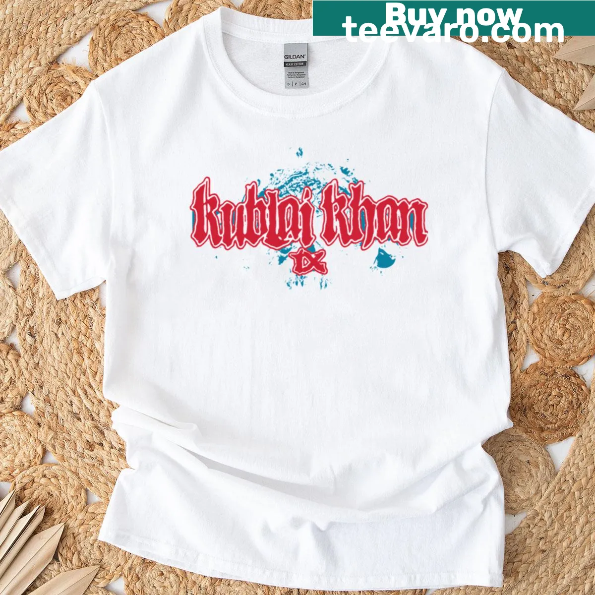 Funny T-shirt inspired by Kublai Khan with playful graphics. — on a men's t-shirt