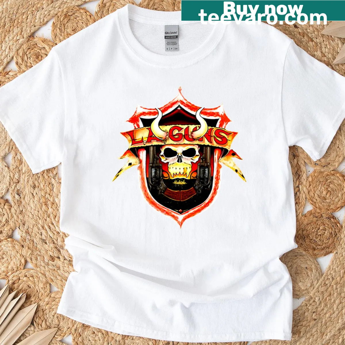 Edgy La Skull t-shirt featuring bold skull graphic — on a men's t-shirt