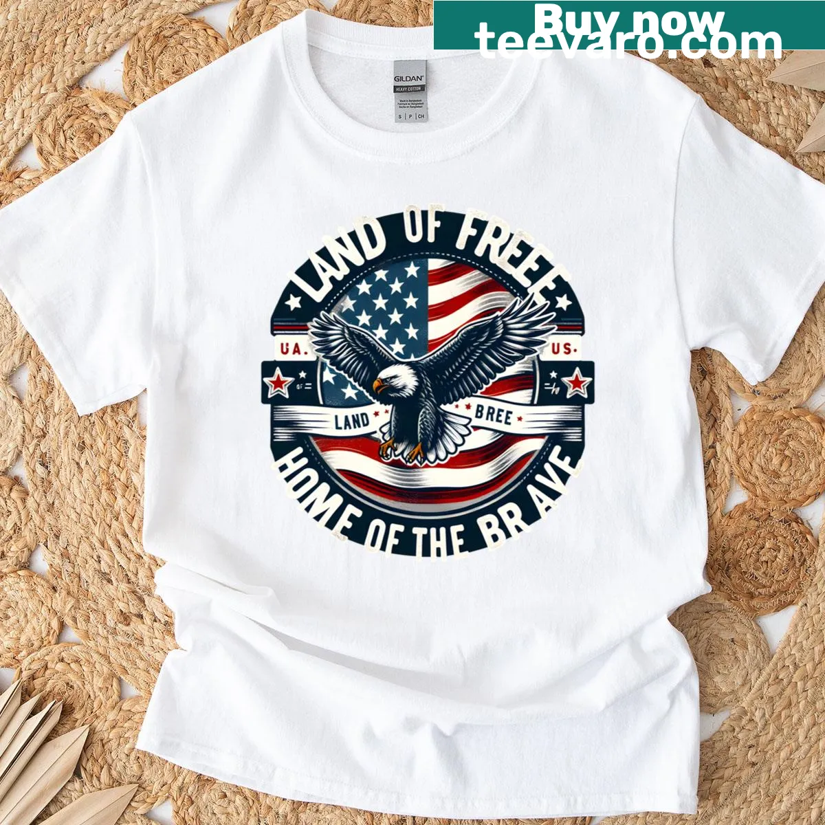 Eagle and American flag graphic on a patriotic t-shirt — on a men's t-shirt