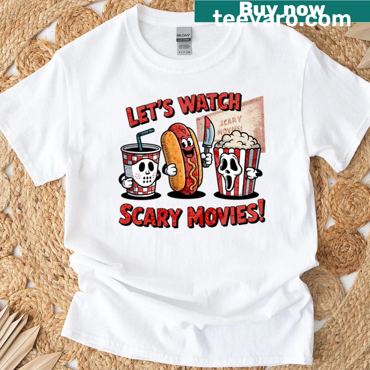 Playful shirt for horror movie lovers — on a men's t-shirt