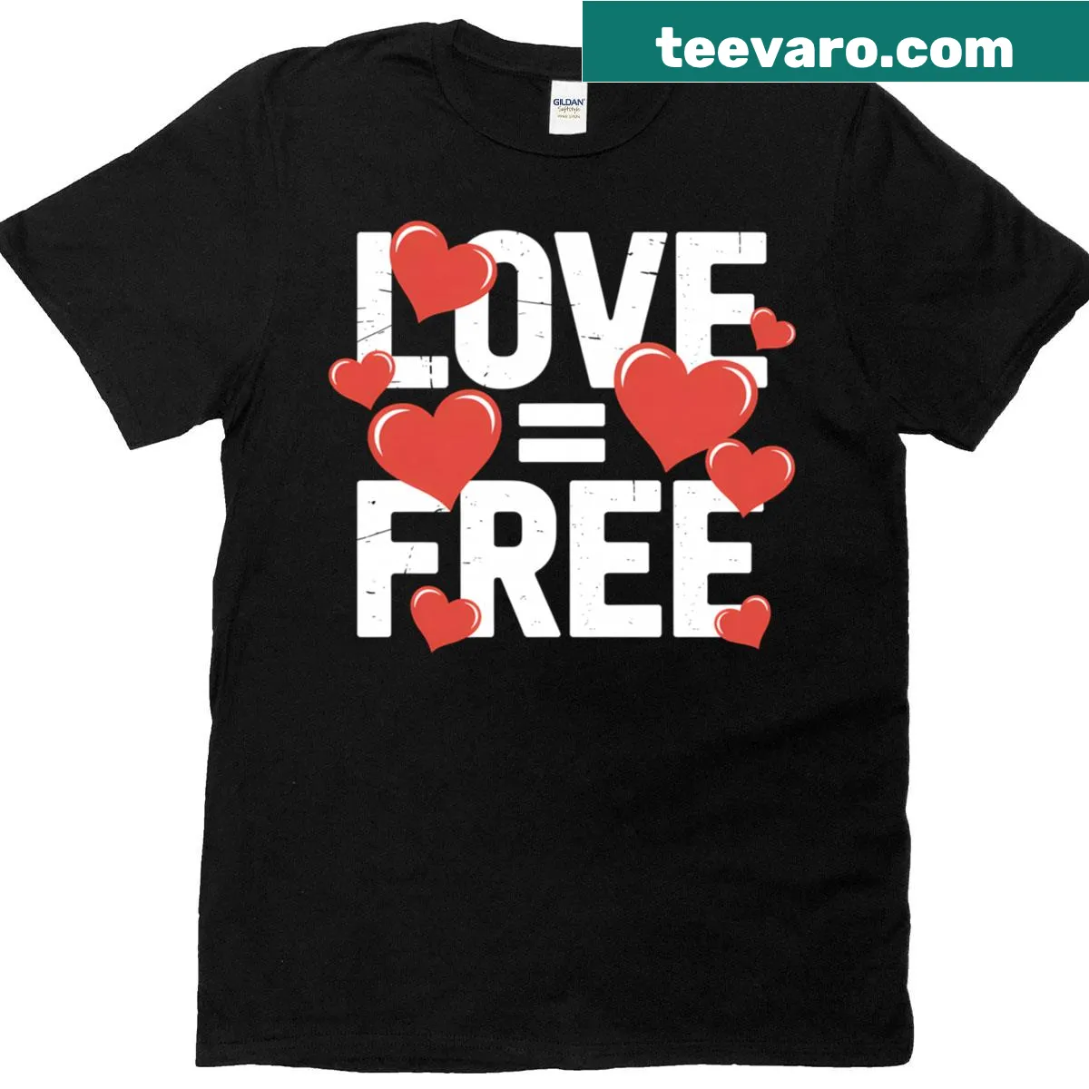 Shirt with the message 'Love Equals Free' in inspirational typography — on a men's t-shirt