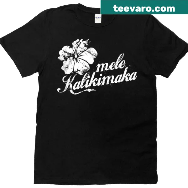 T-shirt featuring the phrase Mele Kalikimaka in festive typography