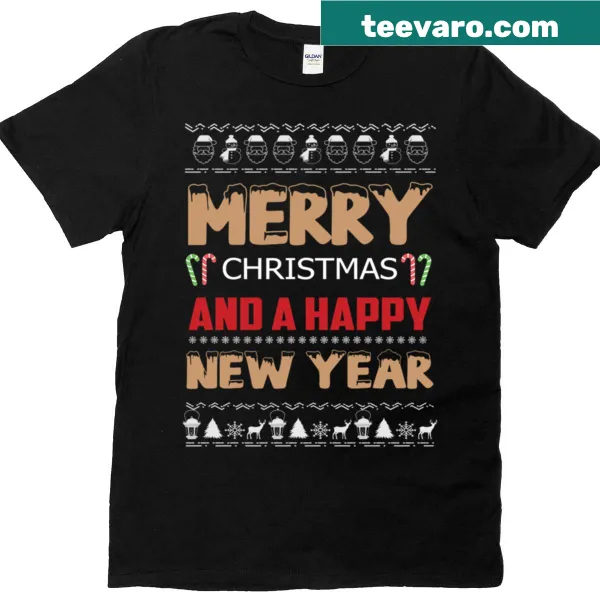 Oversized t-shirt with Merry Christmas and Happy New Year graphic