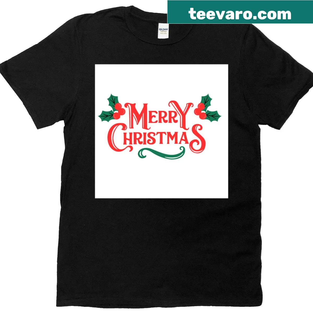 Christmas shirt with a holly design for the festive season — on a men's t-shirt
