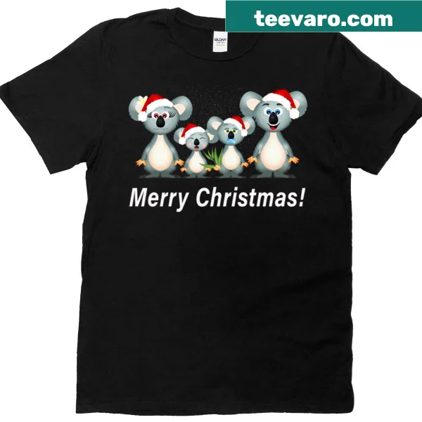 Koala-themed Christmas t-shirt featuring a festive design