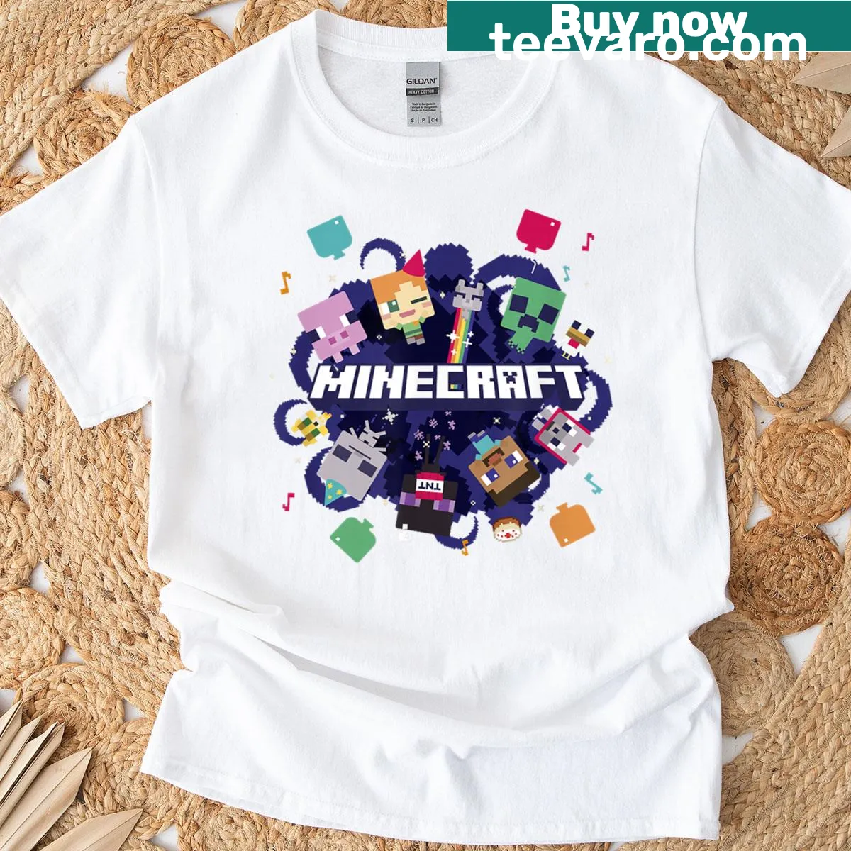 Chibi mobs from Minecraft on a party celebration t-shirt — on a men's t-shirt