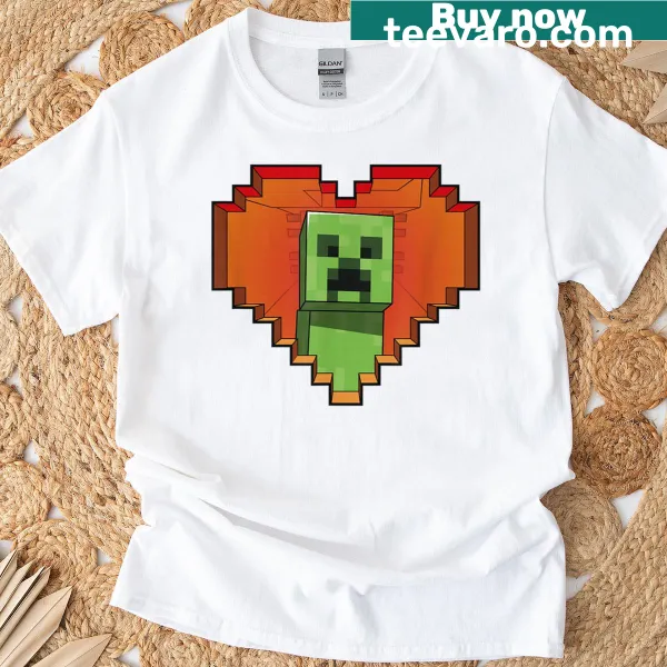 Minecraft heart logo t-shirt with Creeper graphic