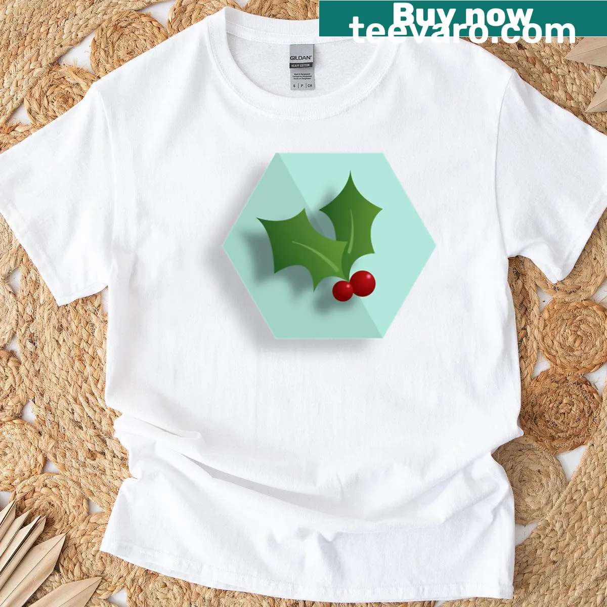 Minimalist Christmas t-shirt featuring a cherry design — on a men's t-shirt