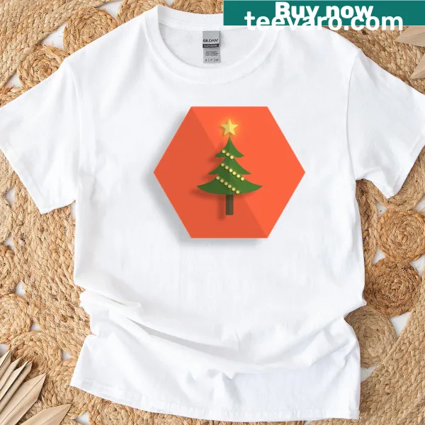 Minimalist silhouette of a Christmas tree on T-shirt