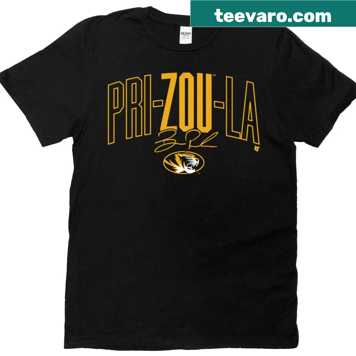 Illustration of Beau Pribula on a Missouri Tigers T-shirt — on a men's t-shirt