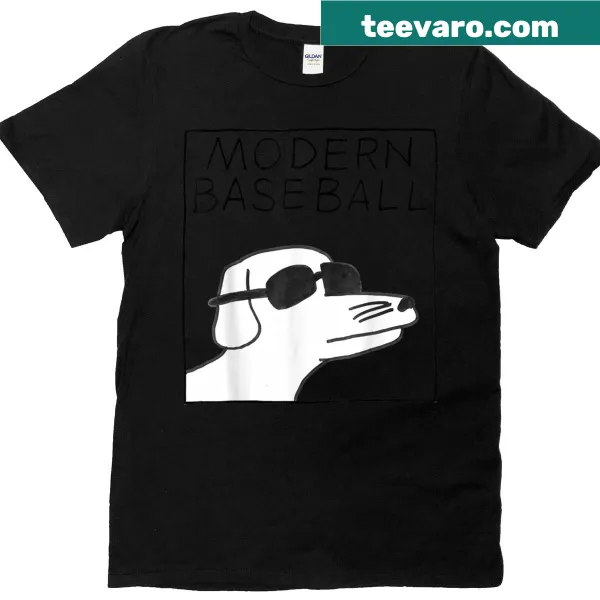 Minimalist modern baseball logo t-shirt for music fans