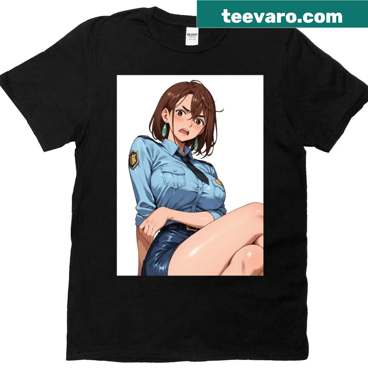 Anime girl Momo Ayase with officer charm illustrated on shirt — on a men's t-shirt