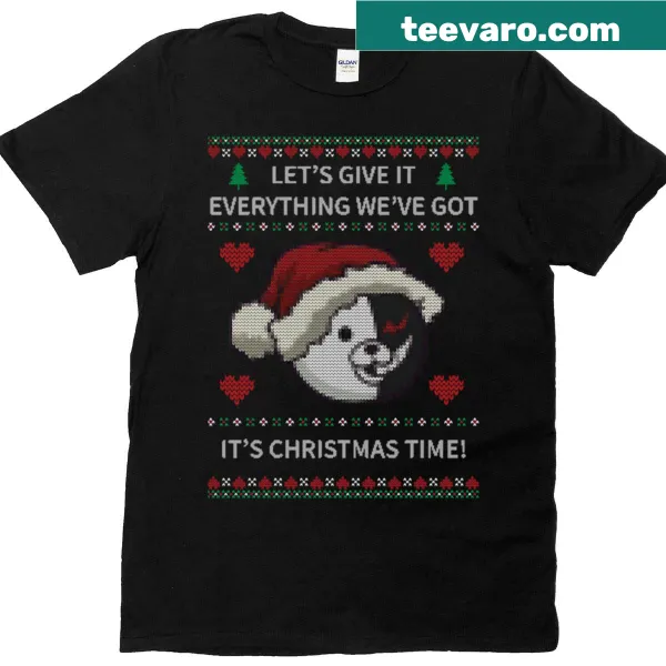 Monokuma Christmas t-shirt with a humorous cartoon design