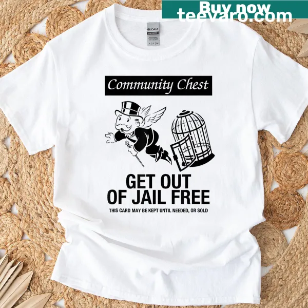 Get Out Of Jail Free card design from Monopoly on a T-shirt