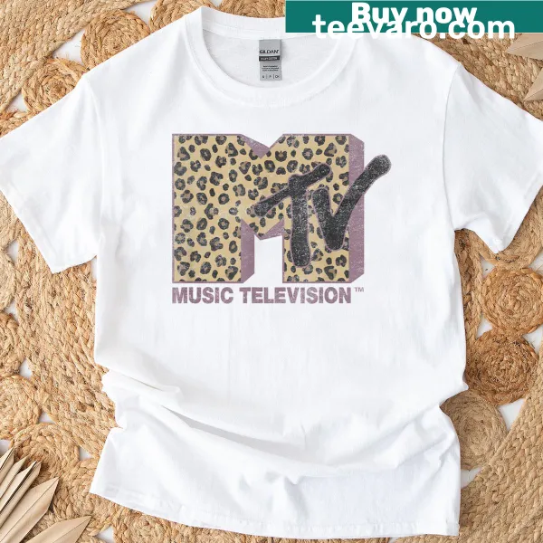 Bold MTV logo T-shirt with leopard print