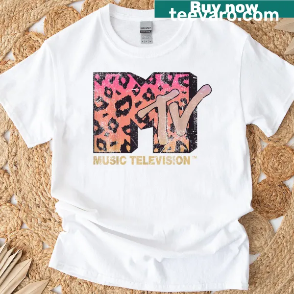 Leopard print gradient MTV logo t-shirt for music lovers