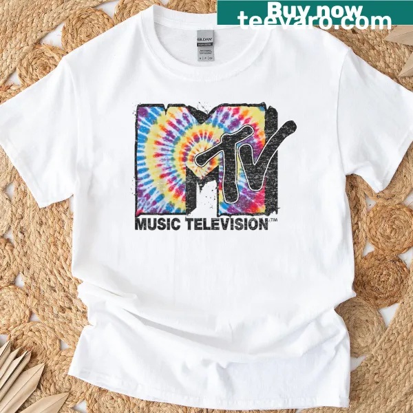 MTV tie-dye t-shirt featuring the iconic spiral logo