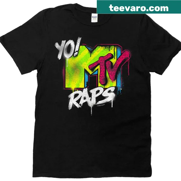 Vintage Yo MTV Raps logo T-shirt with a spray can design