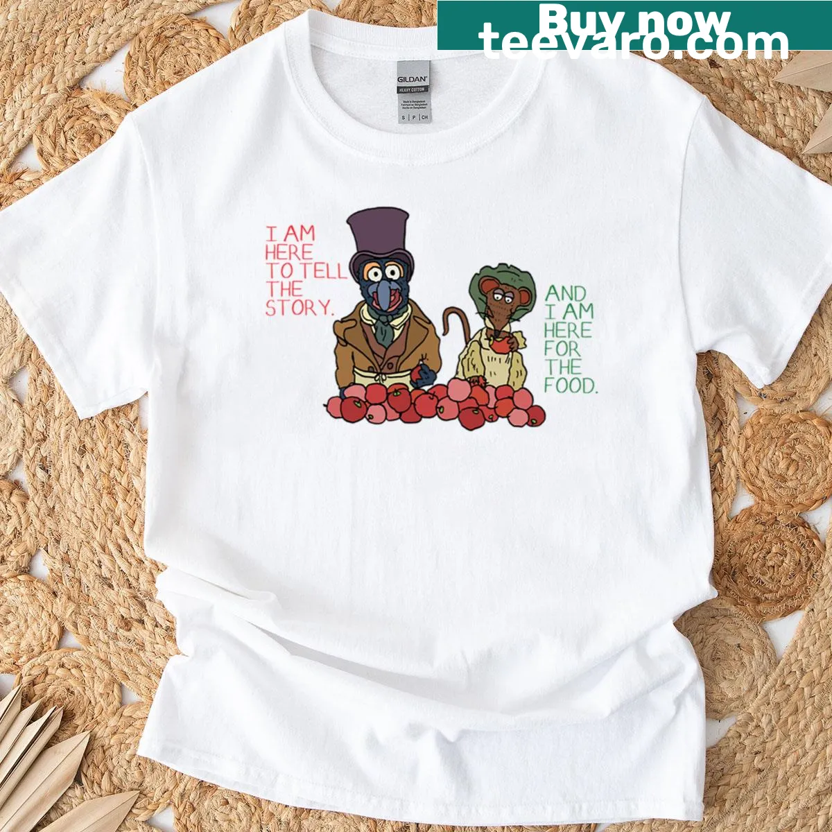 Gonzo and Rizzo from Muppet Christmas Carol illustrated t-shirt — on a men's t-shirt