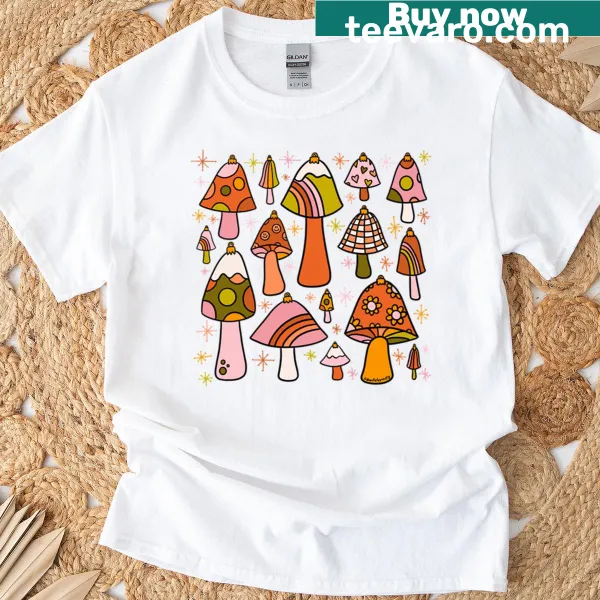 Oversized t-shirt with mushroom ornaments design for Halloween