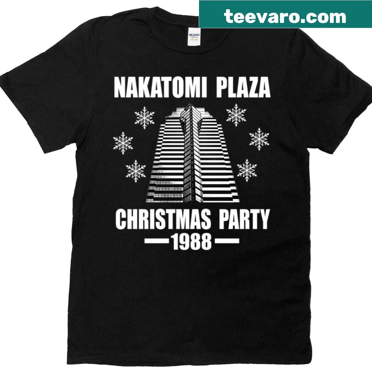 Illustration of Nakatomi Plaza for Christmas Party 1988 — on a men's t-shirt