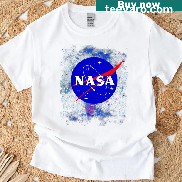 NASA logo T-shirt with a starry space design