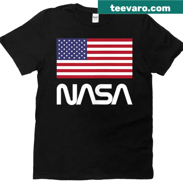 NASA retro logo with American flag on a t-shirt