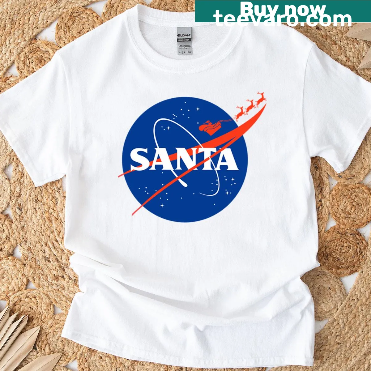 Santa in a space suit for Christmas design on T-shirt — on a men's t-shirt