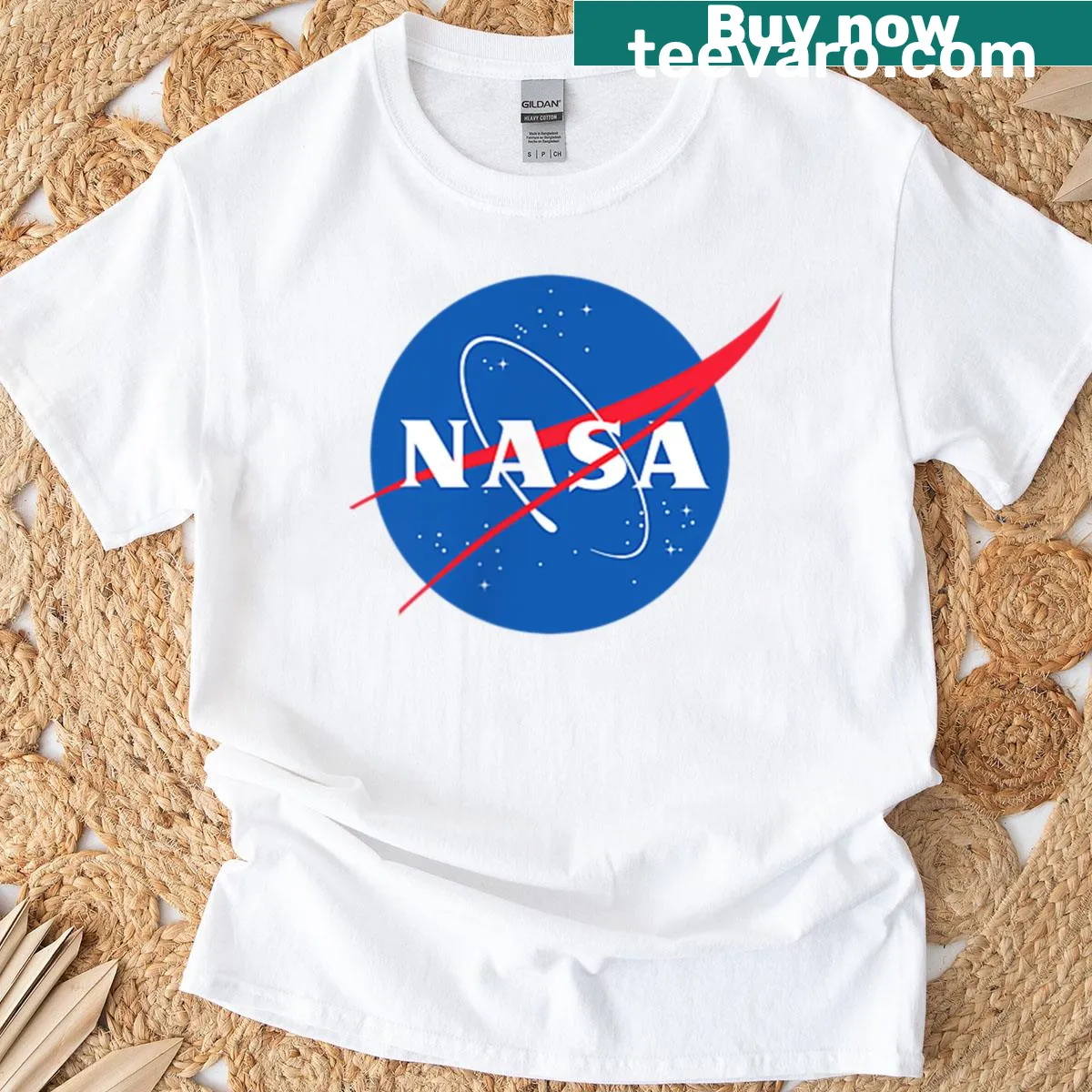 NASA mini pocket logo meatball t-shirt design. — on a men's t-shirt