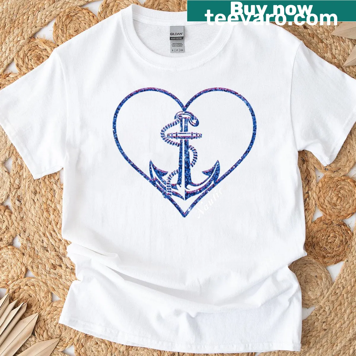 Minimalist Nautica logo signal flag design on T-shirt — on a men's t-shirt