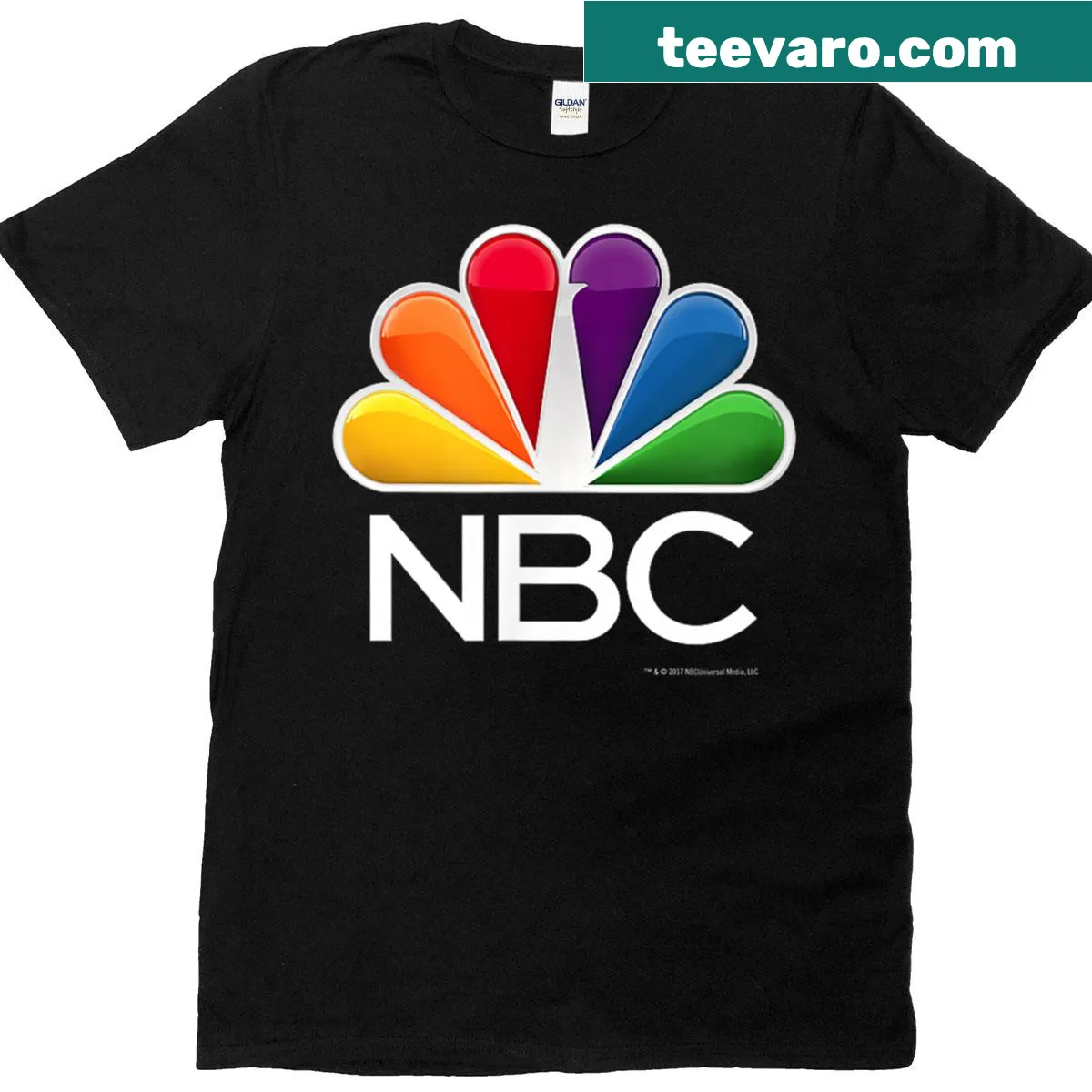 NBC logo graphic on a t-shirt — on a men's t-shirt