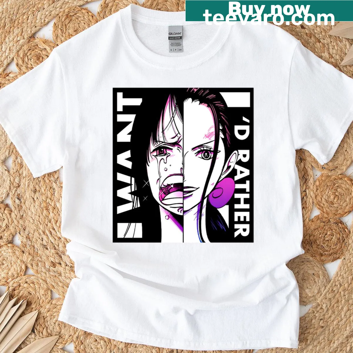 Nico Robin character t-shirt from One Piece — on a men's t-shirt
