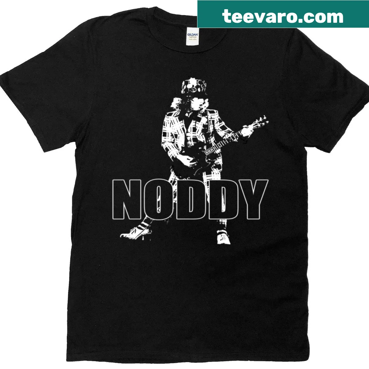 Noddy Holder T-shirt featuring bold typography design — on a men's t-shirt