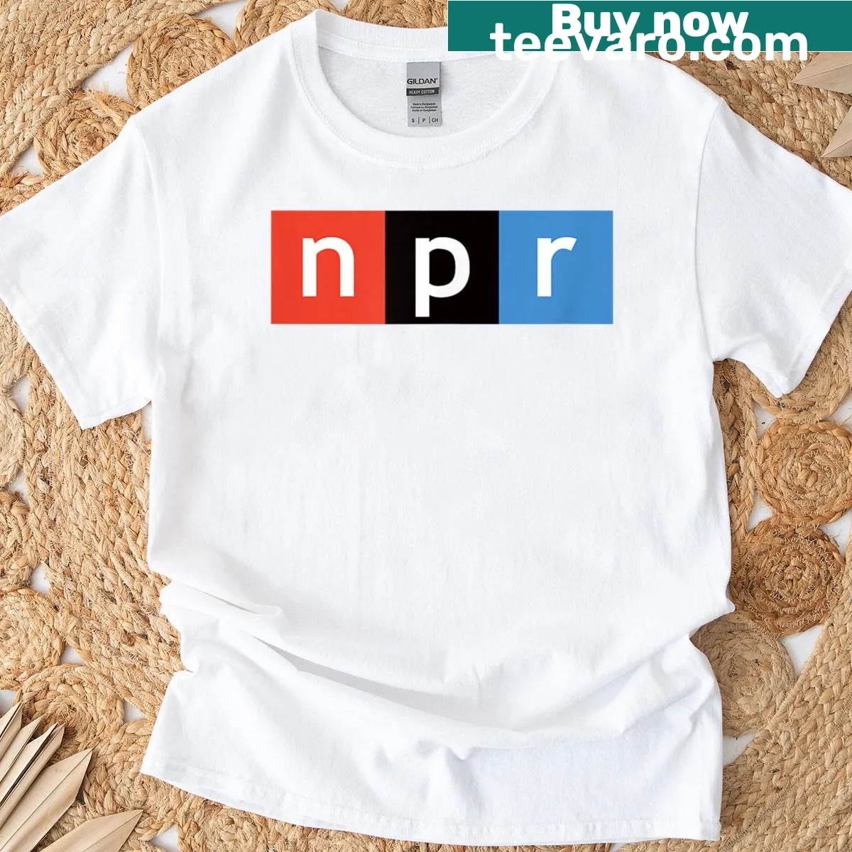 T-shirt displaying the full color NPR logo. — on a men's t-shirt