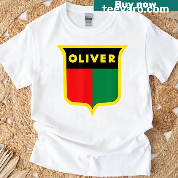 Vintage Oliver Tractors logo on a distressed T-shirt
