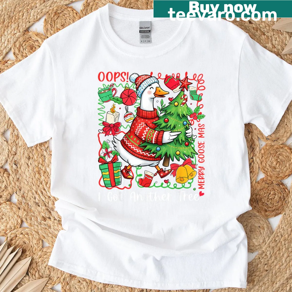 Cute holiday shirt with 'Oops I Got Another Tree' graphic — on a men's t-shirt