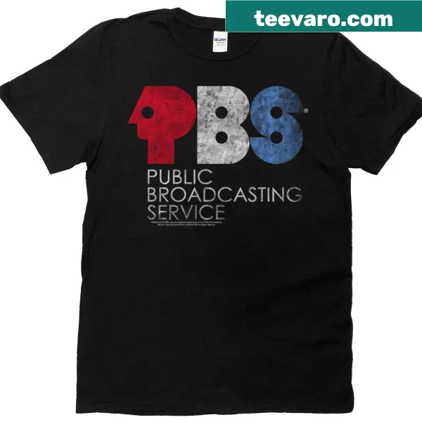 Vintage distressed PBS logo t-shirt in red, white, and blue
