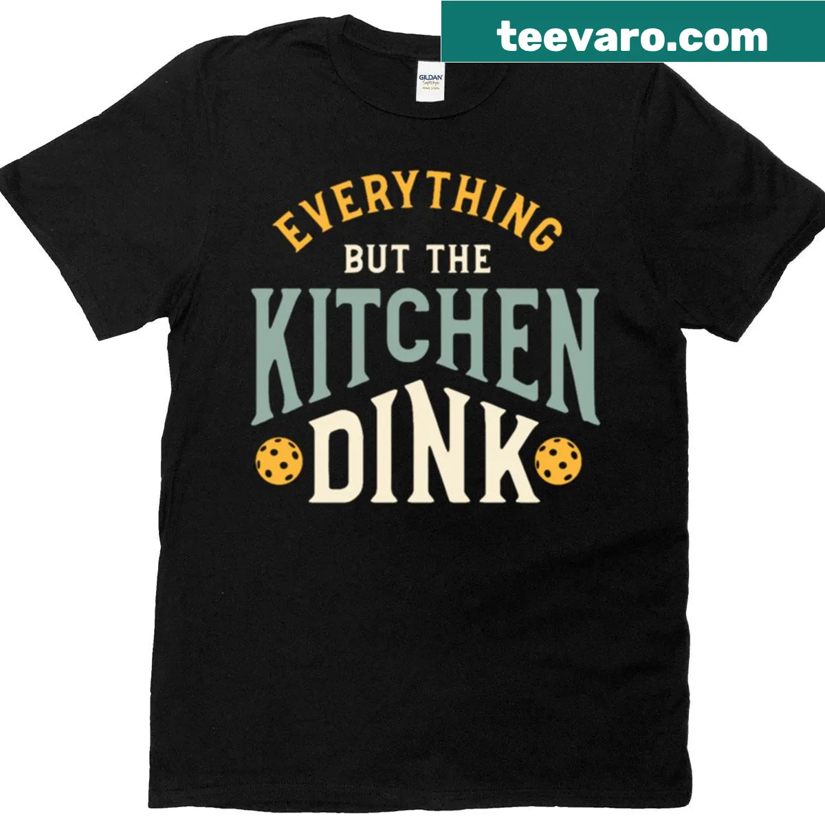 Cartoon pickleball pun graphic on a T-shirt — on a men's t-shirt
